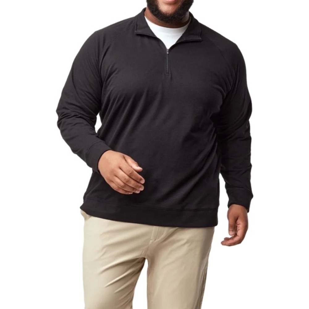 FRESH CLEAN THREADS 3XL Quarter Zip Pullover Black Performance Activewear Shirt